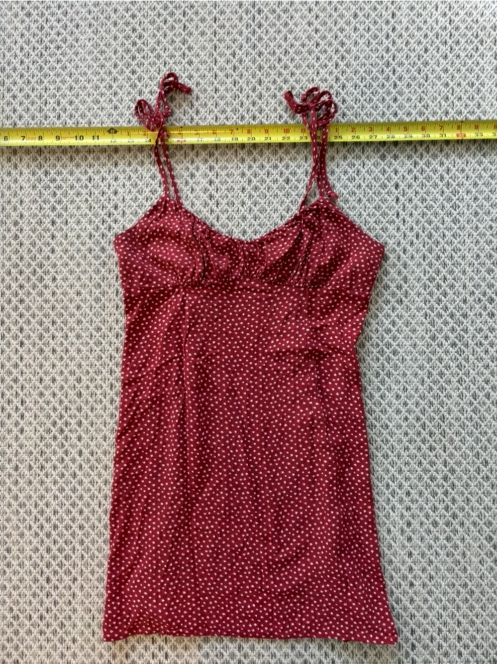 La Hearts Red Dress with White Micro Floral Print